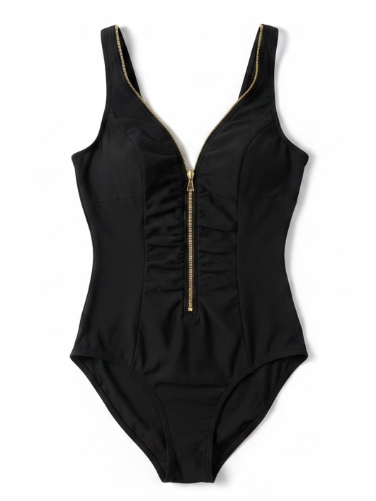 Miraclesuit Razzle Dazzle Zip Black One-Piece